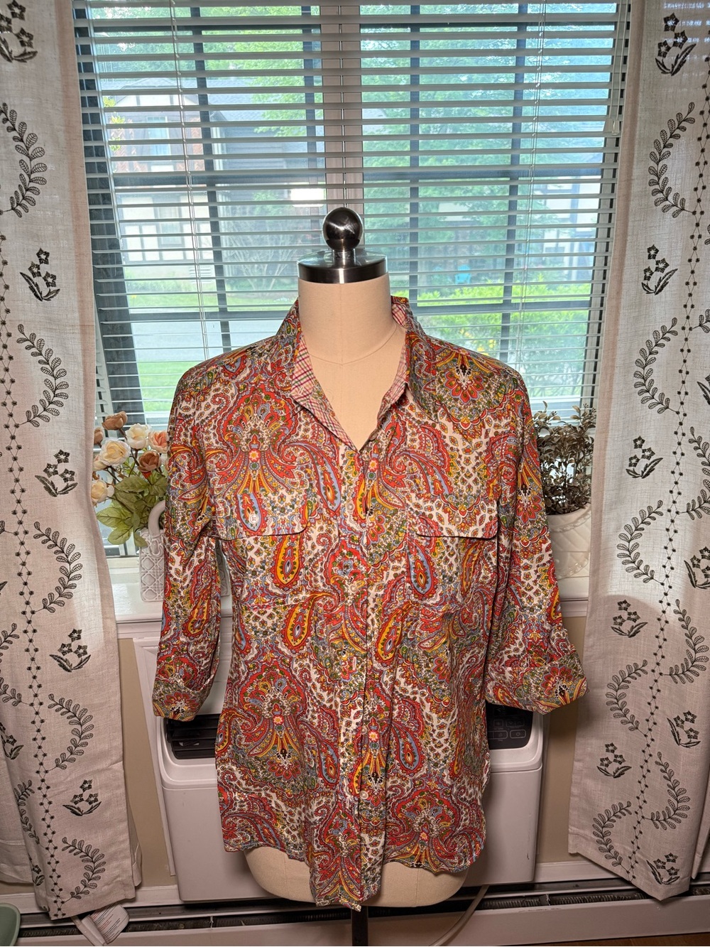 Talbots 100% Cotton Paisley Button-Up Shirt - Multicolor